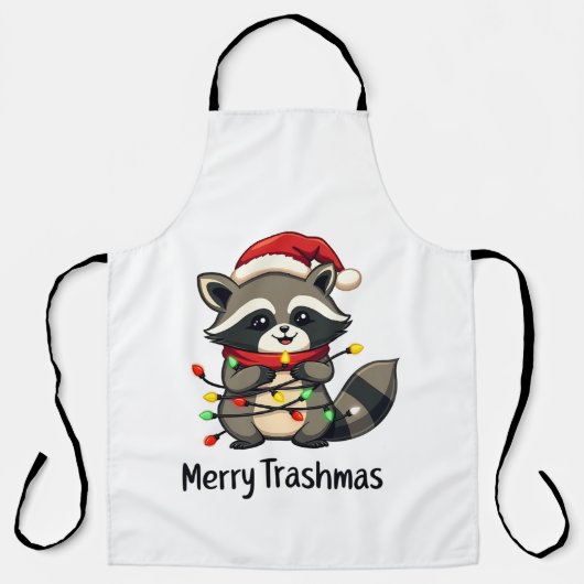 Prettige Trashmas Grappige Wasbeer Kerstvakantie  Schort (Voorkant)