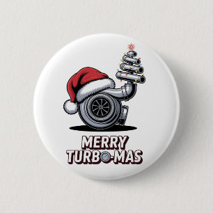 Prettige Turbomas Turbo monteur Kerstman Kerstmis Ronde Button 5,7 Cm