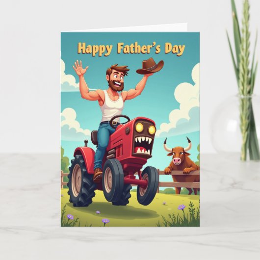 Prettige Vaderdag Boerderij Scene Kaart (Voorkant)