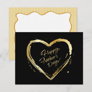 Prettige Vaderdag! Elegant Gouden Hart Calligrafie Notitiekaartje