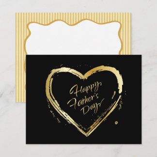 Prettige Vaderdag! Elegant Gouden Hart Calligrafie Notitiekaartje