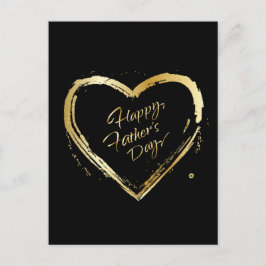 Prettige Vaderdag! Elegante Gouden Hart Calligrafi Feestdagenkaart