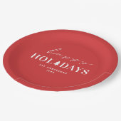 Prettige vakantie | Rode Kerst & Nieuwjaarsfeest Papieren Bordje (Gekanteld)