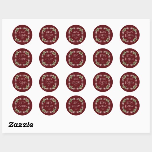 Prettige vakantie waterverf krans sticker (Vel)
