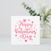 Prettige Valentijnsdag Aangepaste Foto Roze Harten Feestdagenkaart (Staand voorkant)