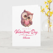 Prettige Valentijnsdag Cute Uil Kaart (Gele Bloem)