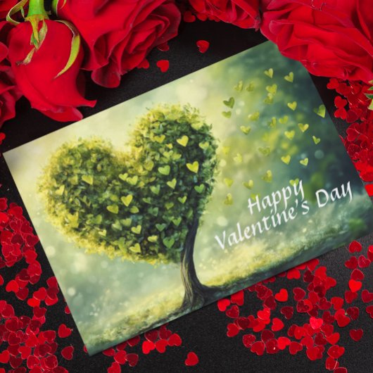 Prettige Valentijnsdag Hart Groene Boom Kaart