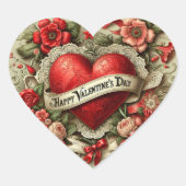 Prettige Valentijnsdag Hart Sticker (Voorkant)