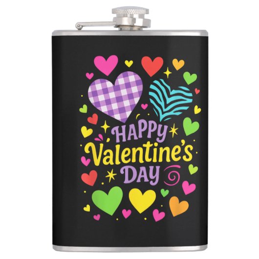 Prettige Valentijnsdag - Hartjes Liefde Heupfles (Voorkant)
