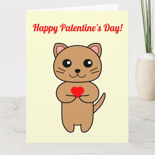 Prettige Valentijnsdag! - kaart met gele achtergro (Voorkant)