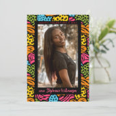 Prettige Valentijnsdag Kleurrijke Jungle Hart Foto Feestdagenkaart (Staand voorkant)