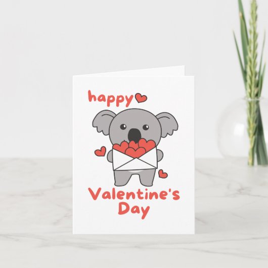 Prettige Valentijnsdag knuffelige Koala Feestdagen Kaart (Voorkant)