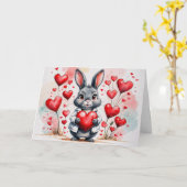 Prettige Valentijnsdag Konijn Kaart (Gele Bloem)