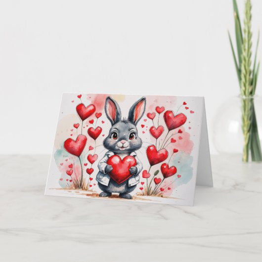 Prettige Valentijnsdag Konijn Kaart (Voorkant)
