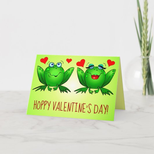 Prettige Valentijnsdag Leuk Cute Cartoon Kikkers H Kaart (Voorkant)