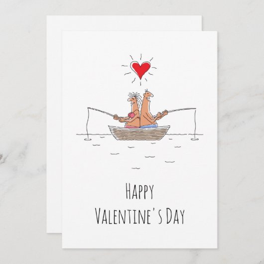 Prettige Valentijnsdag Liefhebbers Vissen Rode Har Feestdagenkaart (Voorkant / Achterkant)