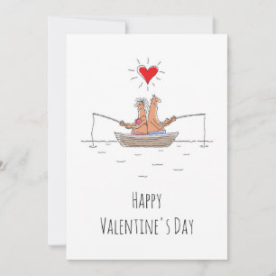 Prettige Valentijnsdag Liefhebbers Vissen Rode Har Feestdagenkaart