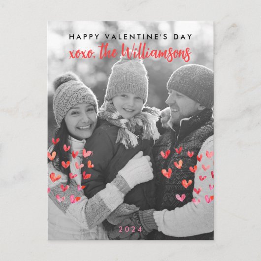 Prettige Valentijnsdag Lieve Rode Harten Familie F Briefkaart (Voorkant)