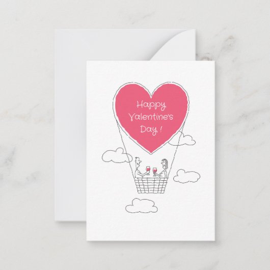 Prettige Valentijnsdag Red Heart Ballon Koppel Notitiekaartje (Voorkant)