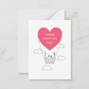Prettige Valentijnsdag Red Heart Ballon Koppel Notitiekaartje