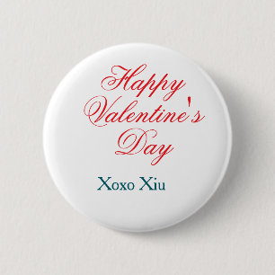 Prettige Valentijnsdag rode blauwe xoxo liefde naa Ronde Button 5,7 Cm
