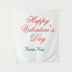 Prettige Valentijnsdag rode blauwe xoxo liefde naa Wandkleed