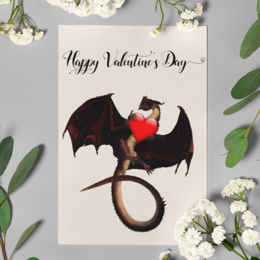Prettige Valentijnsdag Rode Drakenhart Kaart
