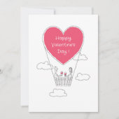 Prettige Valentijnsdag Rode Hart Ballon Koppel Feestdagenkaart (Voorkant)