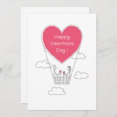 Prettige Valentijnsdag Rode Hart Ballon Koppel Feestdagenkaart (Voorkant / Achterkant)