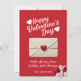 Prettige Valentijnsdag Rode Liefdeskaart met Hart Feestdagenkaart