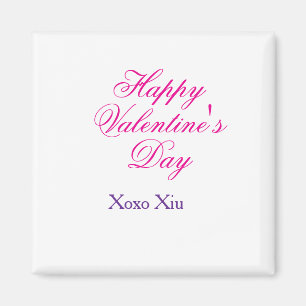 Prettige Valentijnsdag roze paars xoxo liefde naam Magneet