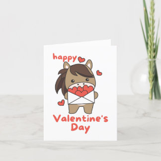 Prettige Valentijnsdag schattig Paard Feestdagen Kaart