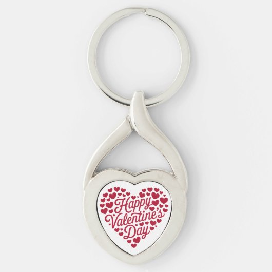 Prettige Valentijnsdag Valentijn Liefde Hart Sleutelhanger (Voorkant)