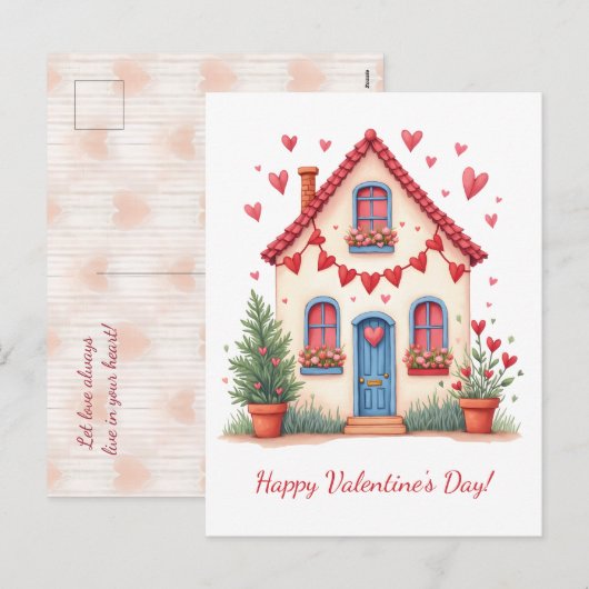 Prettige Valentijnsdag! Valentijnkaart. Feestdagenkaart (Voorkant / Achterkant)