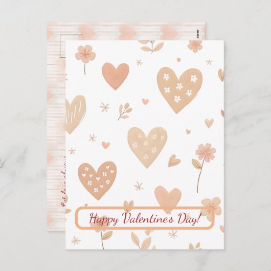 Prettige Valentijnsdag! Valentijnkaart. Feestdagenkaart (Voorkant / Achterkant)