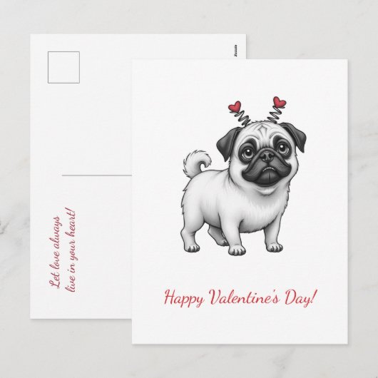 Prettige Valentijnsdag! Valentijnskaart. Feestdagenkaart (Voorkant / Achterkant)