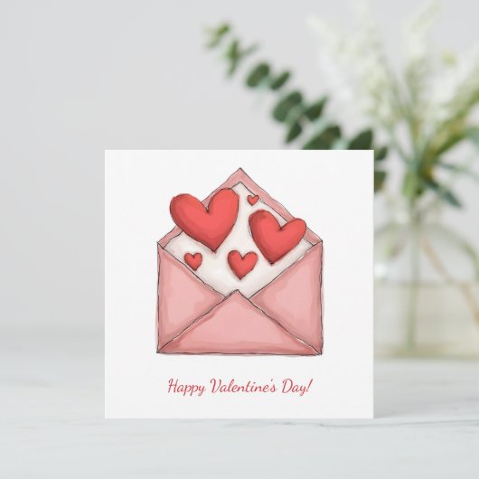 Prettige Valentijnsdag! Valentijnskaart. Feestdagenkaart (Staand voorkant)