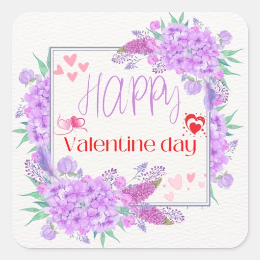 Prettige Valentijnsdag Vierkante Sticker (Voorkant)