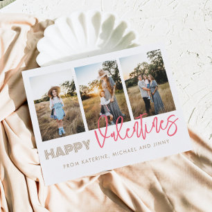 Prettige Valentijnskaart met 3 foto's voor familie Feestdagenkaart