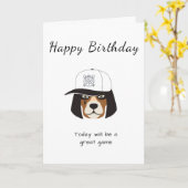 prettige verjaardag hondenhondenwedstrijd kaart (Gele Bloem)