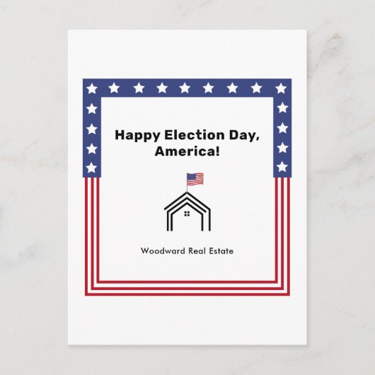 Prettige verkiezingsdag, Amerika! | Makelaar Groet Briefkaart (Voorkant)