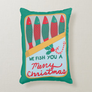 Prettige Vis Kerst Feestelijke Feestdagen Accent Kussen