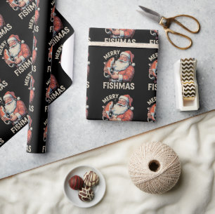 Prettige VisKerst Merry Christmas Kerstman Vissen  Cadeaupapier