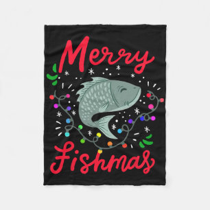 Prettige VisKerst Merry Fishmas Grappige Kerstboom Fleece Deken