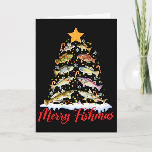 Prettige VisKerst Merry Fishmas Grappige Kerstboom Kaart (Voorkant)