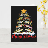 Prettige VisKerst Merry Fishmas Grappige Kerstboom Kaart (Gele Bloem)