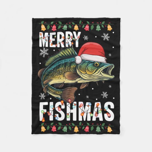 Prettige VisKerst Morsige Vis Kerst Pyjama Vis Fleece Deken (Voorkant)