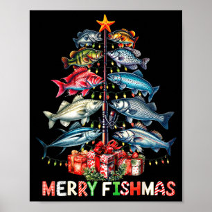 Prettige VisKerstis Leuke Kerstboom Lichtjes Visse Poster