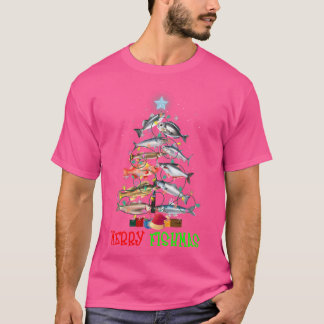 Prettige VisKerstmis Grappige Kerstboom Lichtjes V T-shirt
