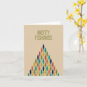 Prettige VisKerstmis Grappige midcentury Kerstmis Kaart (Gele Bloem)